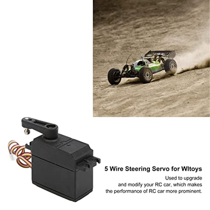 RC Car Steering Servo, 5 Wire Servo High Torque Metal Gear Steering Servo Motor with Servo Arm 104001 to 1923 for 104001 1/10 RC Car Spare Parts