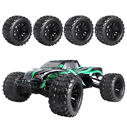 HobbyPark PreGlued Mounted 12mm Hex Hubs RC Truck Tires and Wheels 2.8 Tires with Foam Inserts for Traxxas Rustler Stampede Hoss 4x4 Redcat RC Monster Truck Set of 4 (128x67mm(HxW)) - size: 128x67mm(HxW)