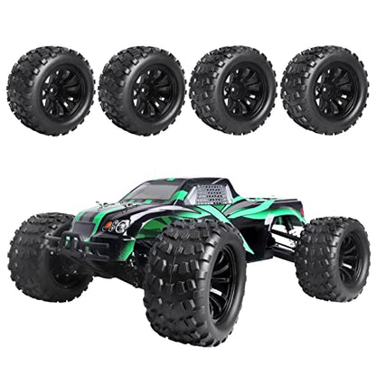HobbyPark PreGlued Mounted 12mm Hex Hubs RC Truck Tires and Wheels 2.8 Tires with Foam Inserts for Traxxas Rustler Stampede Hoss 4x4 Redcat RC Monster Truck Set of 4 (128x67mm(HxW)) - size: 128x67mm(HxW)
