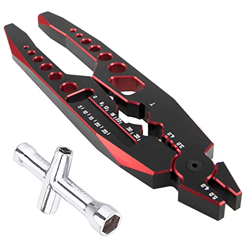 RC Shock Absorber Pliers RC Multifunction Pliers RC Rod Ends Disassemble Tools & Small Cross Socket Spanner Compatible with Traxxas Arrma Axial Losi Redcat HSP 1/8 1/10 RC Car Truck (Red) - color: Red