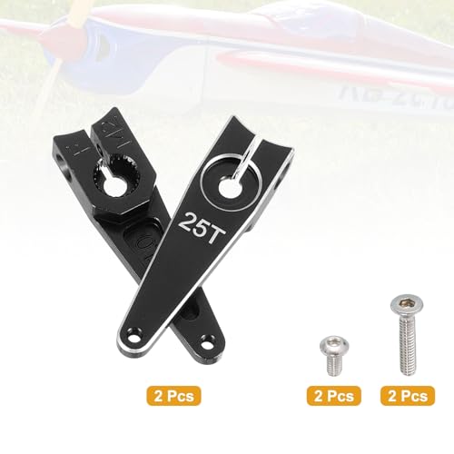 MECCANIXITY Aluminum Alloy 1 inch 25T Steering Servo Arm Horn Black for Car/Boat/Airplane Boat Accessories Pack of 2 - color: Black
