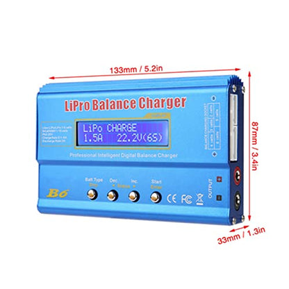 B6 80W Digital LCD Balance Charger Discharger for LiPo NiMH RC Battery (New iMAX B6 LCD Screen Digital RC Lipo NiMh)