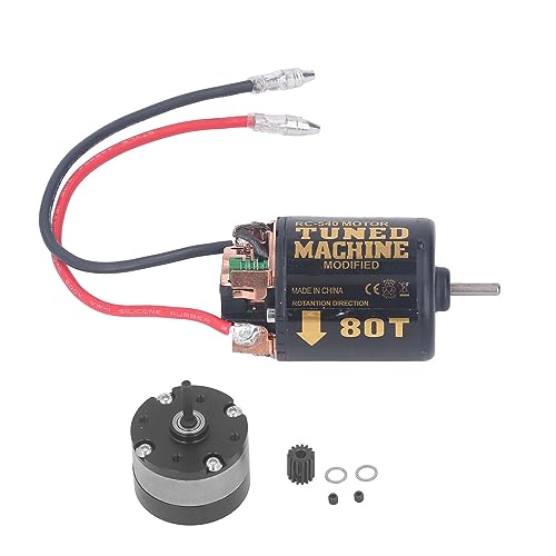RC Car Universal 540 Brushed Motor with 1/3 Reduction Planetary 13T 80T for 1/14 Tractors 1/10 Crawler Car DIY Modifications (80T)
