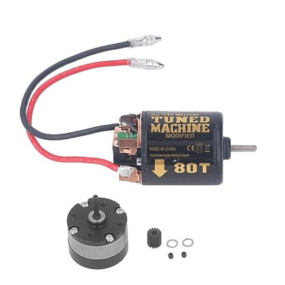 RC Car Universal 540 Brushed Motor with 1/3 Reduction Planetary 13T 80T for 1/14 Tractors 1/10 Crawler Car DIY Modifications (80T)