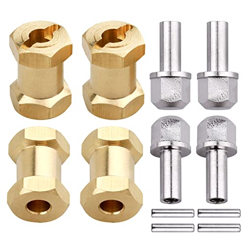 RC Hex Hub 12mm Brass Wheels Hex Hubs Extension Hex Drive Adapter Spacers for 1/10 RC Crawler Axial SCX10 90046 D90, 4-Pack (18mm) - size: 18mm
