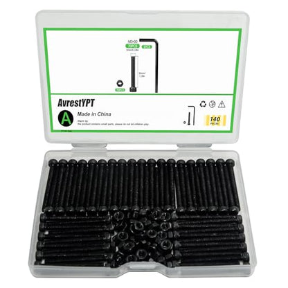 140Pcs M3 x 30mm Hex Socket Head Cap Screws Bolts, Carbon Steel, Black Oxide Finish, Allen Socket Drive, Full Threads,with Hex Spanner - size: M3 x 30-140Pcs-Silver