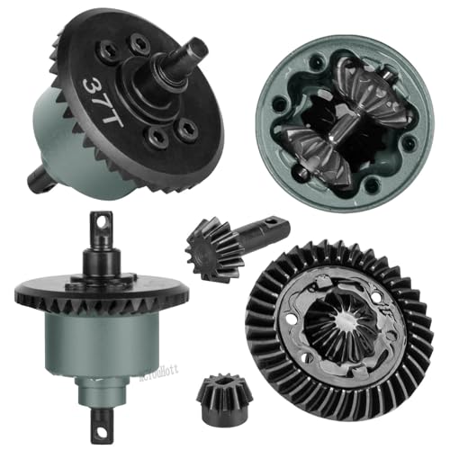 RC Aluminum Transmission Gearbox Case & 37T Diff Gear Upgrades Part for 1/10 Slash/Rustler/Stampede/Jato 4X4 4WD VXL/XO-1,Replace #6880#6881,Titanium - color: Titanium-(rc Upgrades Part）