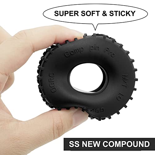 OGRC 1.0 Competition Pin Tires 63 * 21mm RC Tires for SCX24 TRX4M | Dual Stage Foam, Super Soft & Sticky Composite Materials, 1.0" Crawler Tires for 1/18 TRX4M 1/24 Axial SCX24