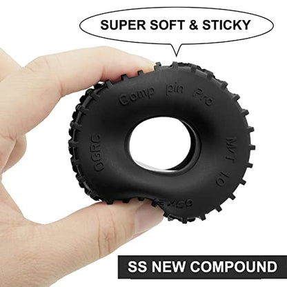 OGRC 1.0 Competition Pin Tires 63 * 21mm RC Tires for SCX24 TRX4M | Dual Stage Foam, Super Soft & Sticky Composite Materials, 1.0" Crawler Tires for 1/18 TRX4M 1/24 Axial SCX24