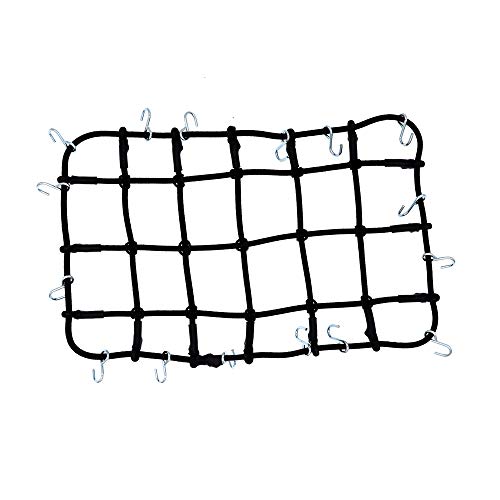 1/10 RC Elastic Luggage Net 19x12cm with Hooks for 1:10th RC Crawler Rock Climbing Truck Car D90 TRX4 Roof Rack (Black)