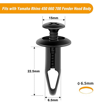 GOOACC 100PCS Bumper Rivet Clips Fastener Screw for Yamaha Rhino 450 660 700 Grizzly 600 Body Fender Hood Fuel Tank Panel Push Fastener Rivet Screw Clips - color: 100Pcs 6.5mm Clips