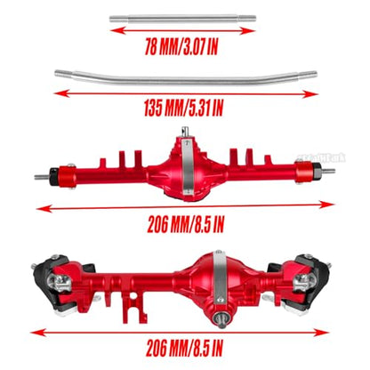 Aluminum Axles Upgrades Part for 1/10 SCX10 SCX10 II 90046 90047 RC Crawler Car,RC Alloy Front Rear Axle Hops Up,Red (Black Cover) - color: Red (Black Cover) - (Axles)