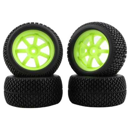 75mm/2.95" RC Rally Car Tires Rubber Tires Tyres & Plastic Wheel Rims 12mm Hex Compatible with Traxxas 4 Tec 2.0 Tamiya TT01 XV01 Kyosho WR8 Sakura WLtoys HPI Touring Racing Car (Green)