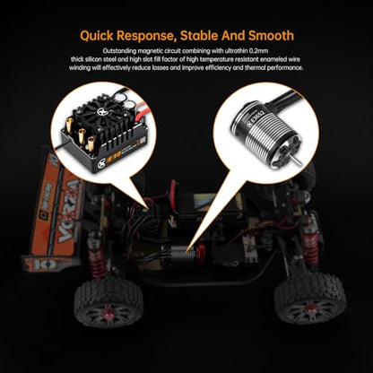 XC E3652 & E10 Sensored Brushless Motor and ESC Combo for RC Car,2-3S Lipo,IP67 Water Proof,Applicable to:1/10 On-Road,Off-Road,Short Course(Light Load) (4100KV+E10) - size: 4100KV+E10 No Connector