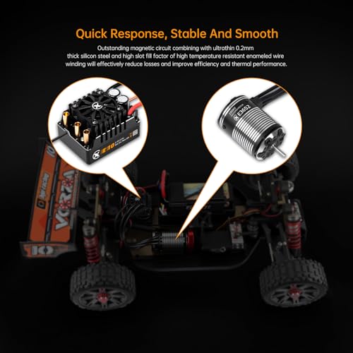 XC E3652 & E10 Sensored Brushless Motor and ESC Combo for RC Car,2-3S Lipo,IP67 Water Proof,Applicable to:1/10 On-Road,Off-Road,Short Course(Light Load) (4100KV+E10) - size: 4100KV+E10 No Connector