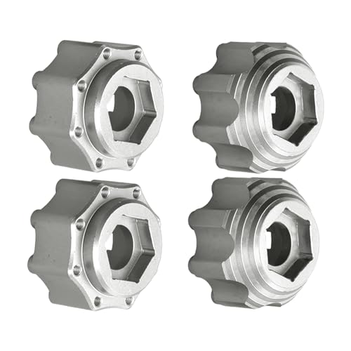 kingsea 4 Pcs RC 8X32 to 17MM Wheel Hex Adapters Aluminum Hex Adapters Compatible with Pro-Line RC Car Upgrades Parts #6353-00 6345-00, Silver - color: Silver