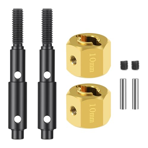 RC Brass Wheels Hex Hub 10mm Extension Hex Drive Adapter with Steel Stub Axle Counterweight Compatible with 1/10 Redcat Ascent Fusion Ascent RC Car Upgrade Parts (Thickness: 10mm) - color: Thickness: 10mm