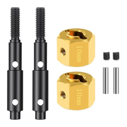 RC Brass Wheels Hex Hub 10mm Extension Hex Drive Adapter with Steel Stub Axle Counterweight Compatible with 1/10 Redcat Ascent Fusion Ascent RC Car Upgrade Parts (Thickness: 10mm) - color: Thickness: 10mm