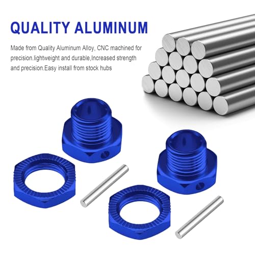 Hobbypark 17mm Wheel Hex Hubs Adapter with Wrench for 1/8 RC Cars Monster Trucks Off Road Buggy (with Navy Blue Adapter)