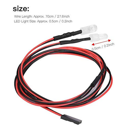 RC LED Light Kits, 2PCS 5mm Headlights RC Accessory LED Lights for 1/10 Model Drift Car Vehicle(9# White Light)