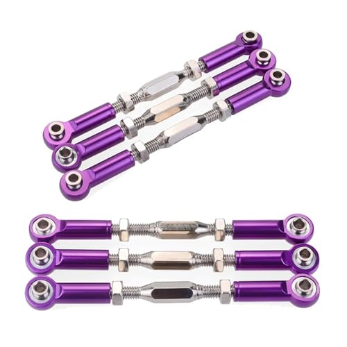 Purple Aluminum Turnbuckle Rod Steering Linkage 6Pcs 71-86mm Compatible with 1/10 Scale RC Trucks