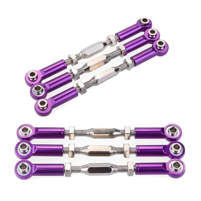 Purple Aluminum Turnbuckle Rod Steering Linkage 6Pcs 71-86mm Compatible with 1/10 Scale RC Trucks