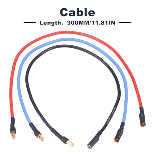 HERCHR 3Pcs 3.5mm Banana Extension Cable Banana Plug Gold Bullet Connector 16AWG Male Female 12in Silicone Wire for RC Brushless Motor ESC Extension Cable Wire RC Car Boat Parts