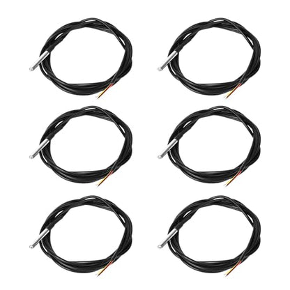 6PCS DS18B20 Temperature Sensor 2M Waterproof Temperature Probe Suitable for Arduino, xiao,ESP32 etc Development Boards Stainless Steel Probe Temperature Range (-55℃~ +125℃)