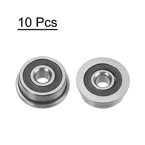 uxcell F623-2RS Flanged Ball Bearing 3x10x4mm Double Sealed Chrome Steel Flange Bearings, 10pcs - size: F623-2RS