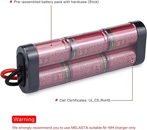 melasta 8.4V 4200mAh Hump NiMH Battery for Traxxas RC Cars | 7-cell rechargeable pack. Compatible with RC trucks, boats, and tanks. Long runtime and stable output for hobby racing.