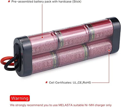 melasta 8.4V 4200mAh Hump NiMH Battery for Traxxas RC Cars | 7-cell rechargeable pack. Compatible with RC trucks, boats, and tanks. Long runtime and stable output for hobby racing.