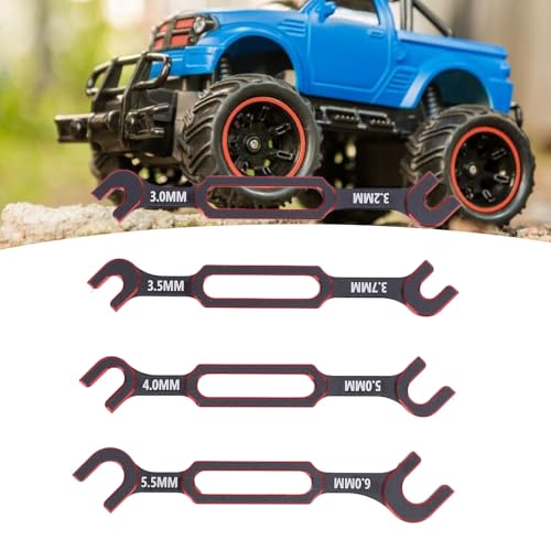 Drfeify 4PCS RC Car Wrench Repair Tool, 3.0/3.2/3.5/3.7/4.0/5.0/5.5/6.0mm RC Turnbuckle Nut Ball Joint Remover Universal Upgrade Parts (Red) - color: Red