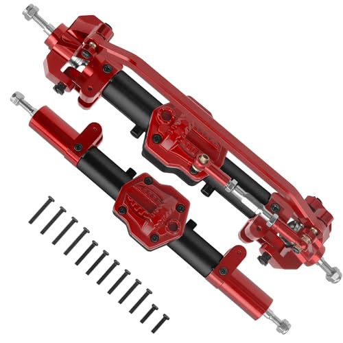 Metal Front & Rear Portal Axle Set Upgrades Parts Compatible with 1/12 MN128 G500 MN86K MN86KS MN86S RC Crawler Car (Black) - color: Black