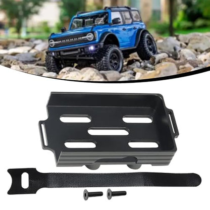 RC Battery Tray Mounting Plate with Tie Replacement Universal RC Accessory Upgrade Part for TRX4M 1/18 Car Hobby Car Vehicle- Black - color: Black