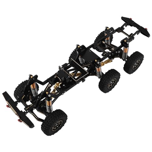 TRX-4M 6x6 RC Chassis Frame with Axles Transmission Wheels Skid Plate DIY for TRX4M 1/18 RC Crawler Metal Upgarde Parts (Black) - color: Black