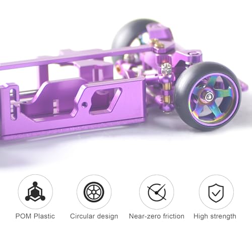 4Pcs Rim Wheel Drift Tire for 1/28 Wltoys K969 K989 P929 284131 Drift Rally Kyosho Mini-Z Mini-Q Mini-D, Metal Drift Rims Replacement Tyre of RC Drift Car for Wltoys 1/28