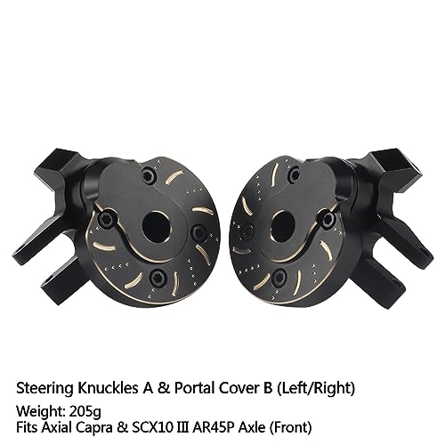 Black Brass Weight Steering Knuckles & Portal Cover Set for Axial Capra SCX10 III AR45P SuperShafty CP44 Vanquish F9 Axle (Portal Weight Set 2)