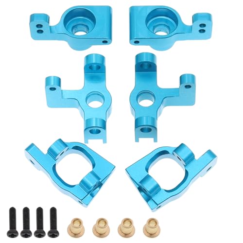 6PCS Metal Front Steering Cup&C seat&Rear Wheel hub Compatible with WLtoys Compatible with WLtoys 1/14 144010 144001 144002 1/12 124016 124017 124018 124019 RC Car Upgrade Parts (Blue) - color: Blue