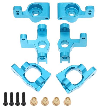 6PCS Metal Front Steering Cup&C seat&Rear Wheel hub Compatible with WLtoys Compatible with WLtoys 1/14 144010 144001 144002 1/12 124016 124017 124018 124019 RC Car Upgrade Parts (Blue) - color: Blue