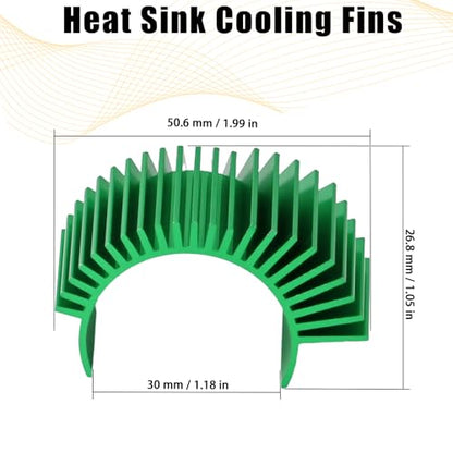 5PCS Aluminum Heatsink Electric Engine Motor Heat Sink Cooling Fins Replacement for #03300, Compatible with 1/10 HSP Traxxas HPI Tamiya Losi 550 540 3650 Size Brushed/Brushless Motor(Green) - style: Green