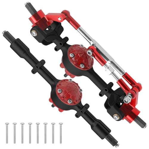 Metal Front & Rear Portal Axle Set Upgrades Parts Compatible with WPL C14 C24 C34 C44 B14 B24 1/16 RC Car (Black) - color: Black