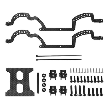 LCG Chassis Kit Carbon Fiber Frame with ECS securing Straps for 1/18 TRX4M Bronco Defender Crawler Car Upgrade