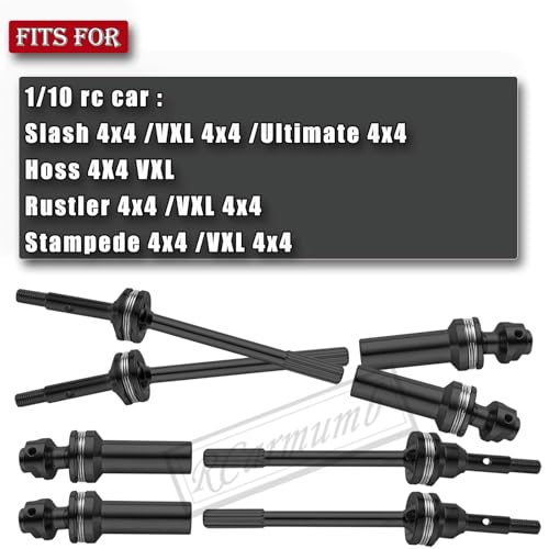 RC Driveshafts CVD Upgrades Part for 1/10 Slash VXL 4x4 4wd,Rustler VXL 4x4 4wd,Stampede VXL 4x4 4wd,Front Rear Steel #45 Drive Shaft Axles with Hex,4PCS,Black - style: black (4wd)