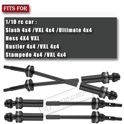 RC Driveshafts CVD Upgrades Part for 1/10 Slash VXL 4x4 4wd,Rustler VXL 4x4 4wd,Stampede VXL 4x4 4wd,Front Rear Steel #45 Drive Shaft Axles with Hex,4PCS,Black - style: black (4wd)