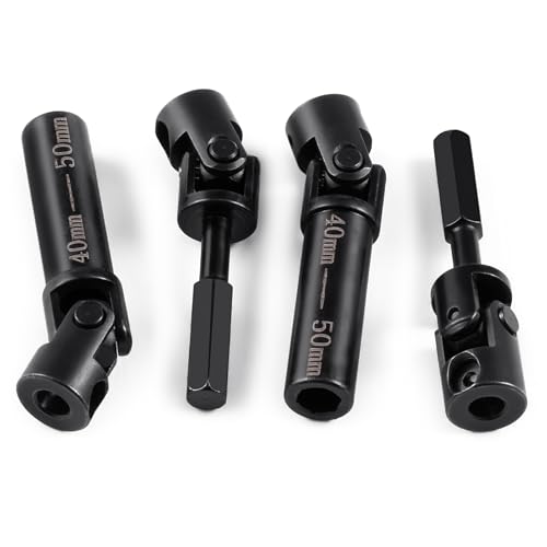 RCHUBAM 2PCS 40-50mm Center Drive Shaft for 1/24 FMS FCX24 | Adjustable 1144-Steel RC Hex‑Type Drive Shaft,RC Crawler Upgrade Parts,1 Pairs