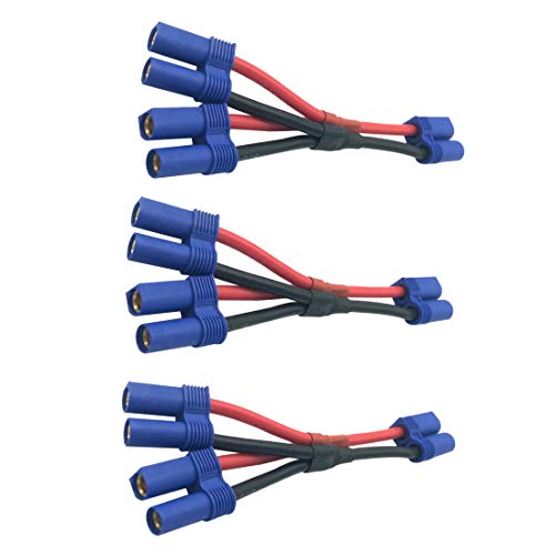 3pcs EC5 Parallel Plug Connector Cable Y-Harness 1 Male Connectors to 2 Female Connector for RC FPV Quadcopter Power System LiPO Battery - style: One Male to two Female