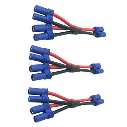 3pcs EC5 Parallel Plug Connector Cable Y-Harness 1 Male Connectors to 2 Female Connector for RC FPV Quadcopter Power System LiPO Battery - style: One Male to two Female