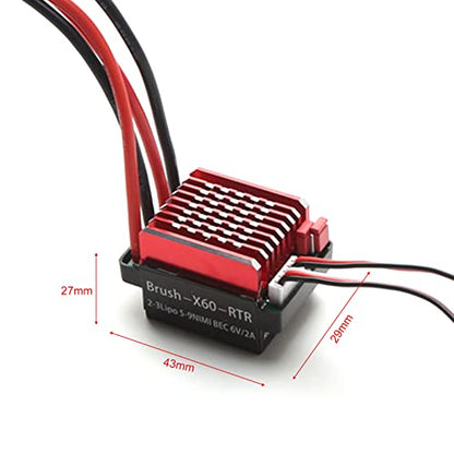 GoolRC 60A Brushed ESC Electronic Speed Controller T Plug 6V 2A BEC Replacement for 1/10 Traxxas TRX4 TRX6 D90 HSP Redcat 4WD RC Car