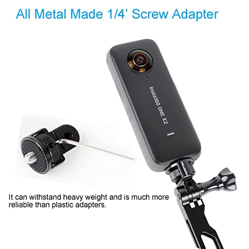 PellKing (12 Pcs) Aluminum Alloy Extension Arm Helmet Mount Kit for for Insta360 One X5/X4/X3,X2,X,Metal Adapter Helmet Sticker Extension Arm Mount with Metal 1/4''Adapter,GoPro Hero 10/9,and More