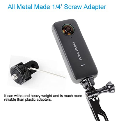 PellKing (12 Pcs) Aluminum Alloy Extension Arm Helmet Mount Kit for for Insta360 One X5/X4/X3,X2,X,Metal Adapter Helmet Sticker Extension Arm Mount with Metal 1/4''Adapter,GoPro Hero 10/9,and More